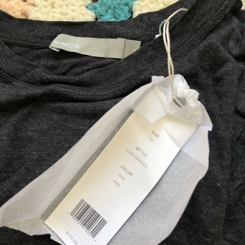 VINCE short Sleeve Dolman Tee Heather Black - Picture 2 of 7